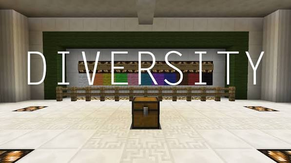 The starting room of the Diversity Minecraft adventure map